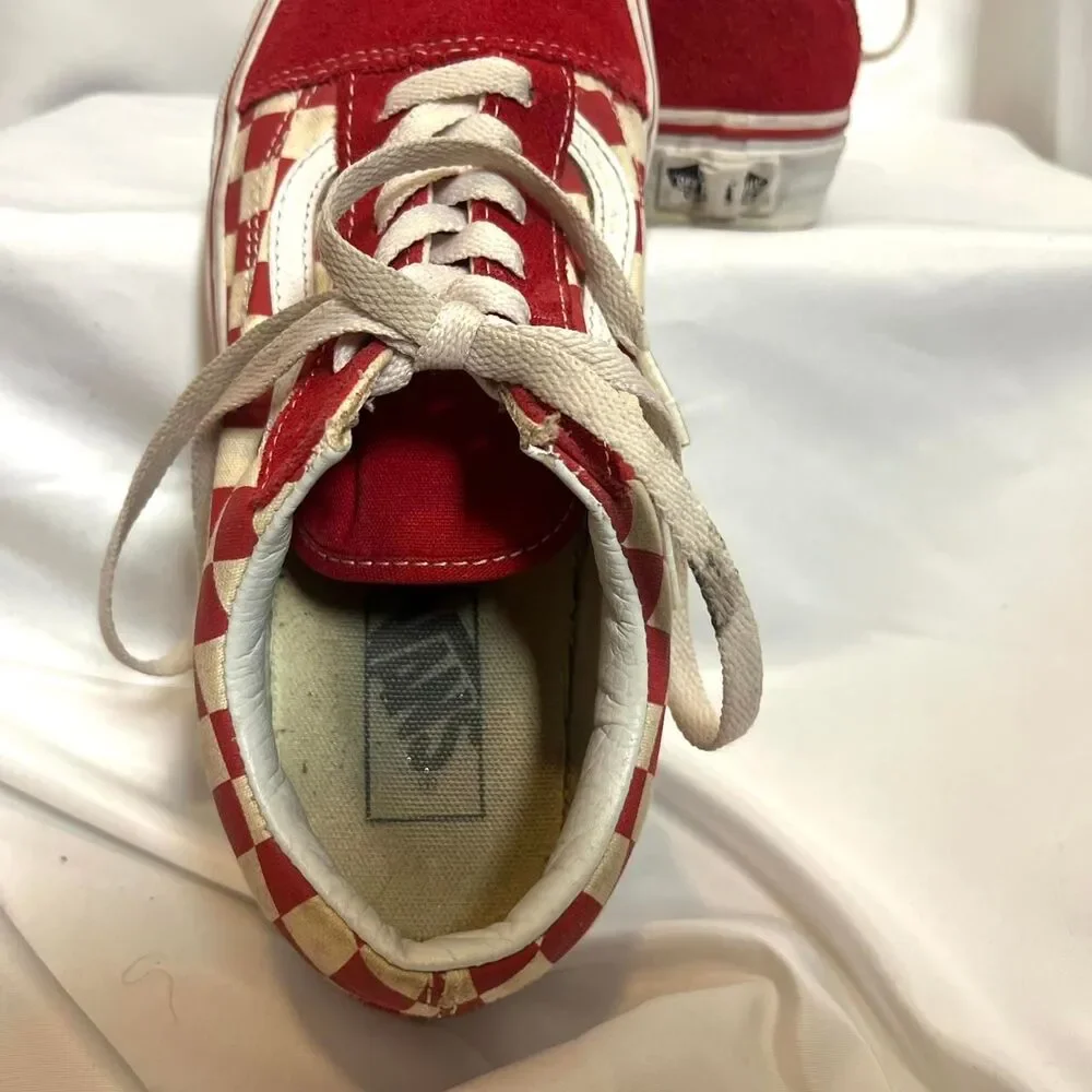 Grunge Vans Red Skateboard Trainers Men's Size 6.0 Women Size 7.50